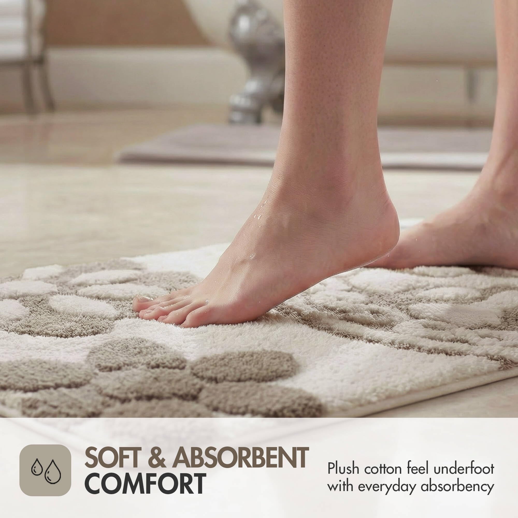 Madison Park Casablanca 100% Cotton Tufted Bathroom Rugs Luxurious Plush Medallion Floral Pattern Bath Mat Absorbent, Quick Dry, Spa Design Shower Room Décor, Rectangle 20" x 30", Taupe