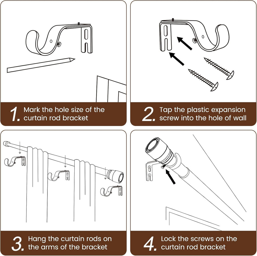 Matte Black Adjustable Curtain Rod by [Brand Name] - Heavy Duty 30 to 144 Inch Length for Windows