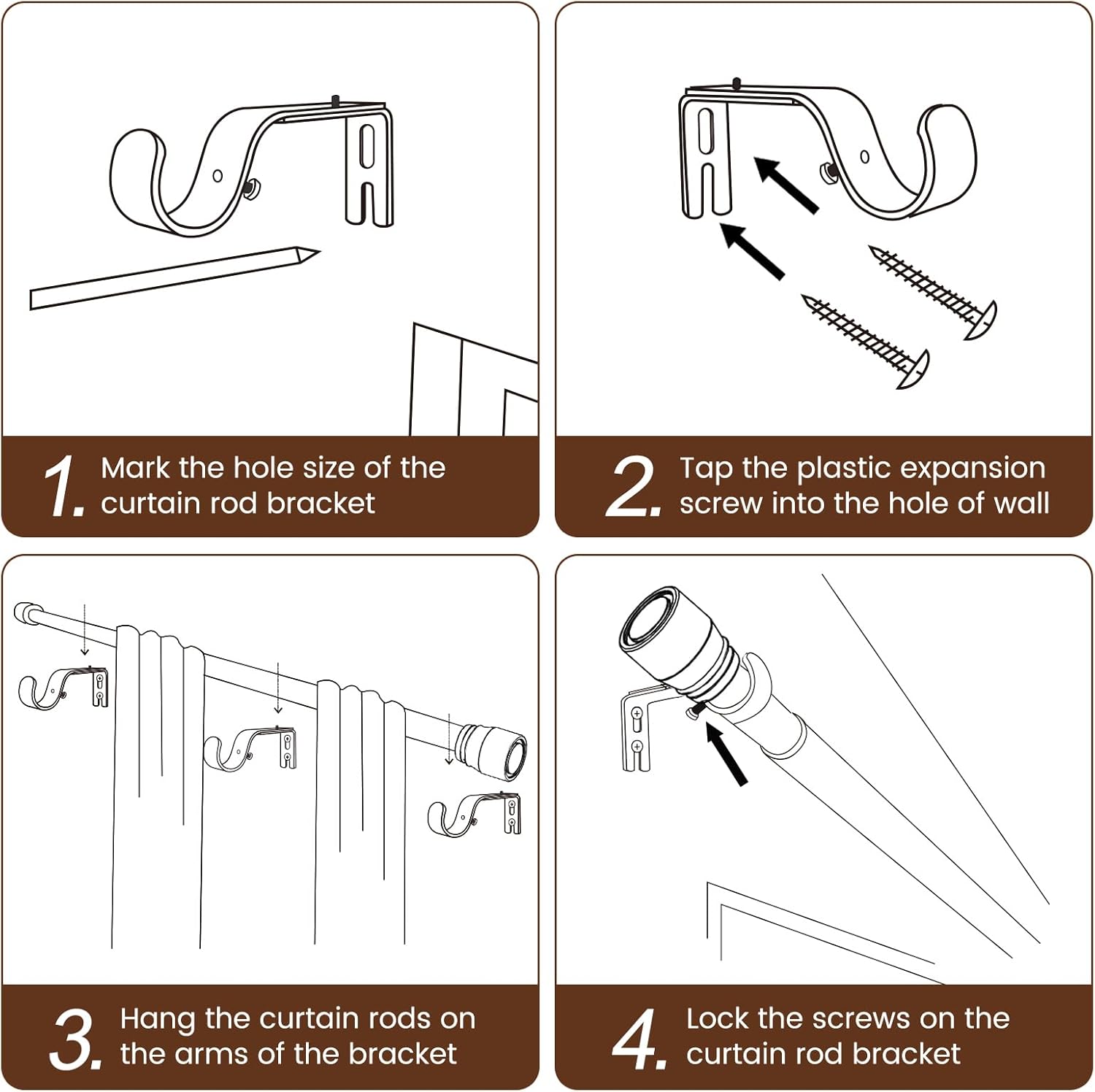 Matte Black Adjustable Curtain Rod by [Brand Name] - Heavy Duty 30 to 144 Inch Length for Windows