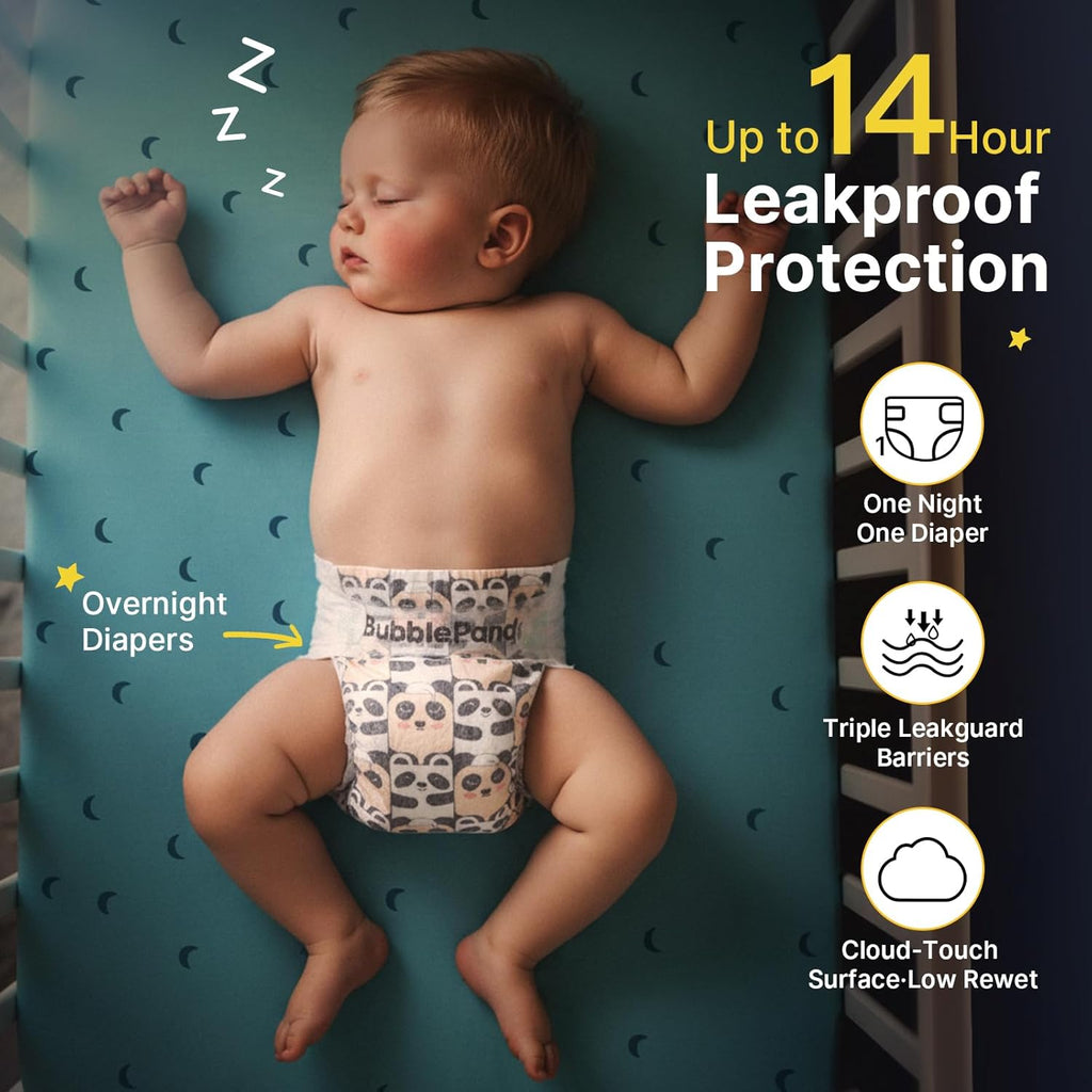 Okayinn BubblePanda Sleep Sack - 1.0 Tog for 6-12 Months | Overnight Baby Diapers (Size 4, 72 Count)