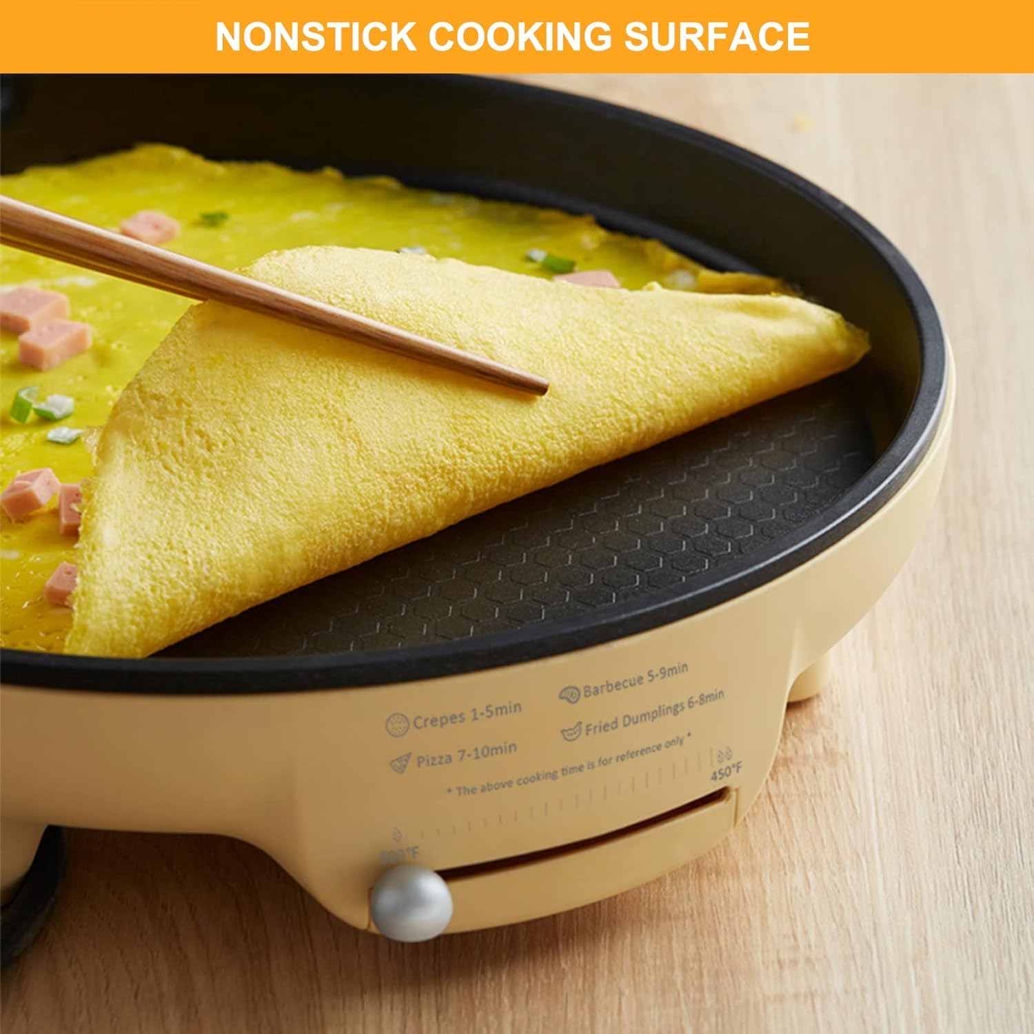 Bear 11.8'' Electric Smokeless Indoor Grill - 1500W Adjustable Temp Quesadilla Maker | Nonstick Pan for All Meals
