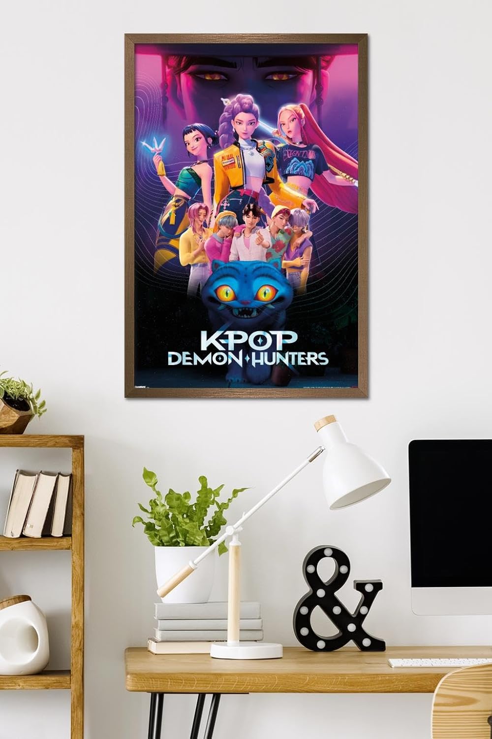 Netflix KPop Demon Hunters Wall Poster - Bronze Framed, 34L x 22.4W for Stunning Decor
