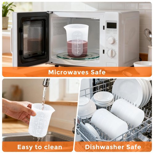 Tuntwcc Silicone Measuring Cups - Measuring Cup Set for Melting Chocolate,Silicone Baking Cups Food Grade Material, Four Scales (1CUP-4PC)