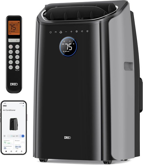 DREO 12,000 BTU Portable Air Conditioner - Quiet 46dB, Smart APP/Voice Control, 24h Timer, Dehumidifier | Indoor Cooling Solution