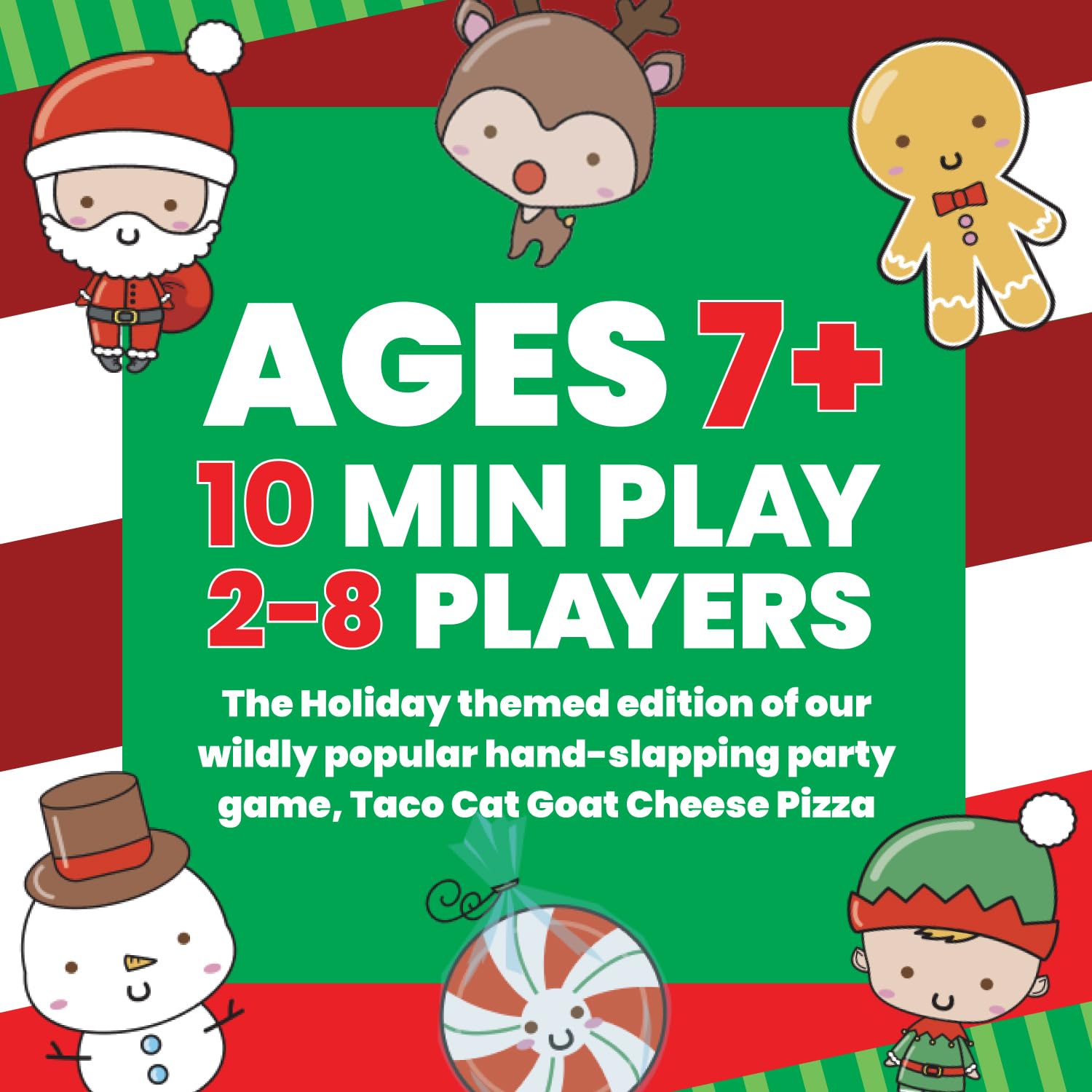 Taco Cat Goat Cheese Pizza - Santa Cookie Elf Candy Snowman Holiday Card Game | Fun for 2-8 Players, Perfect for Stockings and White Elephant Gifts