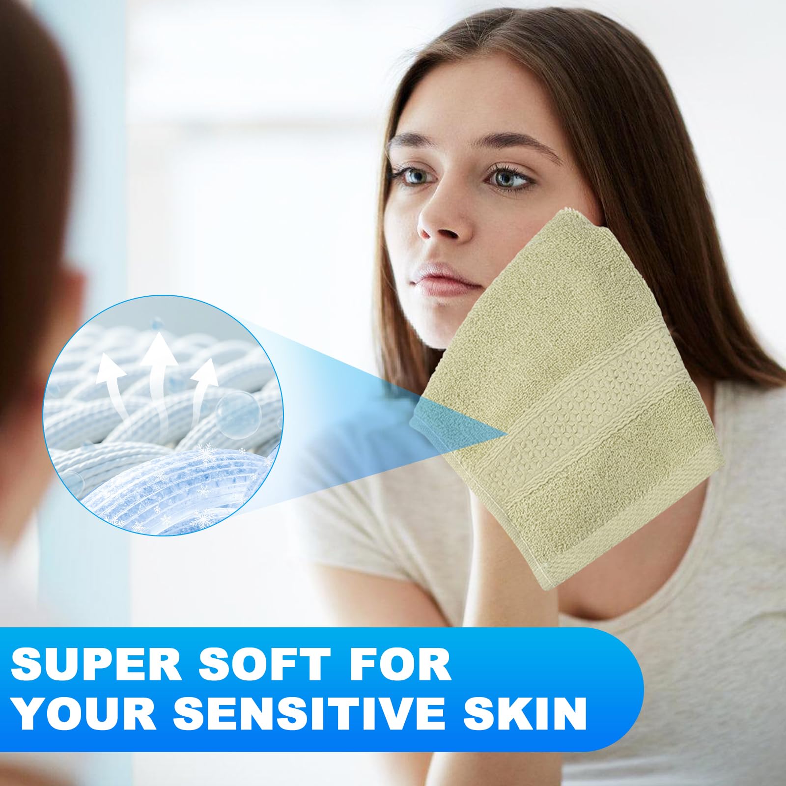 INFICRIME 6 Pack 100% Cotton Wash Cloth, 13x13 Inch Highly Absorbent and Soft Feel Fingertip Towels, Machine Washable Washcloths for Bathroom, Gym, Hotel, Spa and Kitchen, 6 Colors