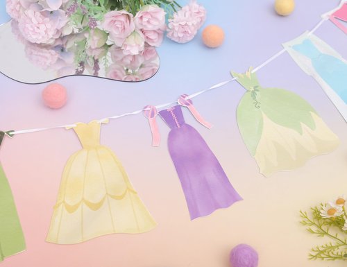 Princess Party Bunting Banner - Princess First Birthday Party Banner,Dress Banner Birthday Decoration, Girl's 1st Party Supplies (banner)