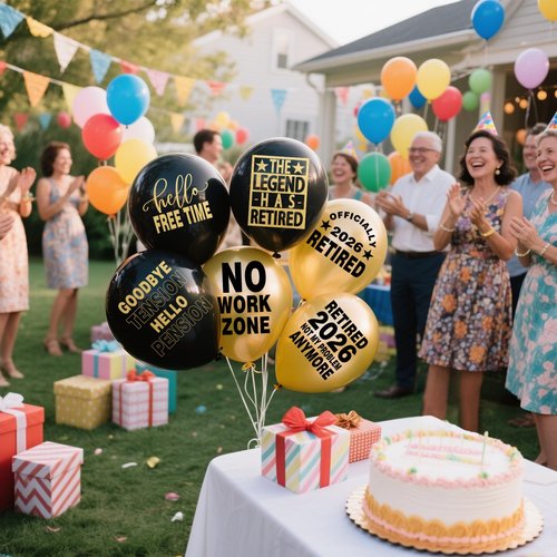 Happy Retirement Party Black and Gold Balloons for Retirement Party Decorations, Balloons designed specifically for a Retirement, 12inch Latex 24pcs Balloons for Party Supply