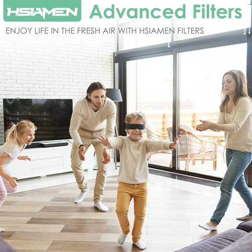 HSIAMEN Replacement Filter Compatible with Tenergy Renair TAP01, Cool-Living CL-6070A, Beaba, Tredy Air Purifier TD-1300, 3-in-1 H13 True HEPA Filters w/Activated Carbon, White 2-Pack
