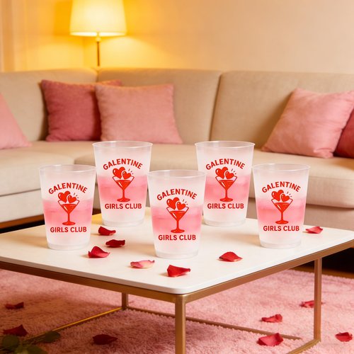 Deneo Galentiens Day Decorations, 16oz Galentine Girls Club Cups, Galentines Day Cups for Girl Lady Valentines Day Party Decorations, Galentine Gang Girl Night Party Supplies, 16Pcs