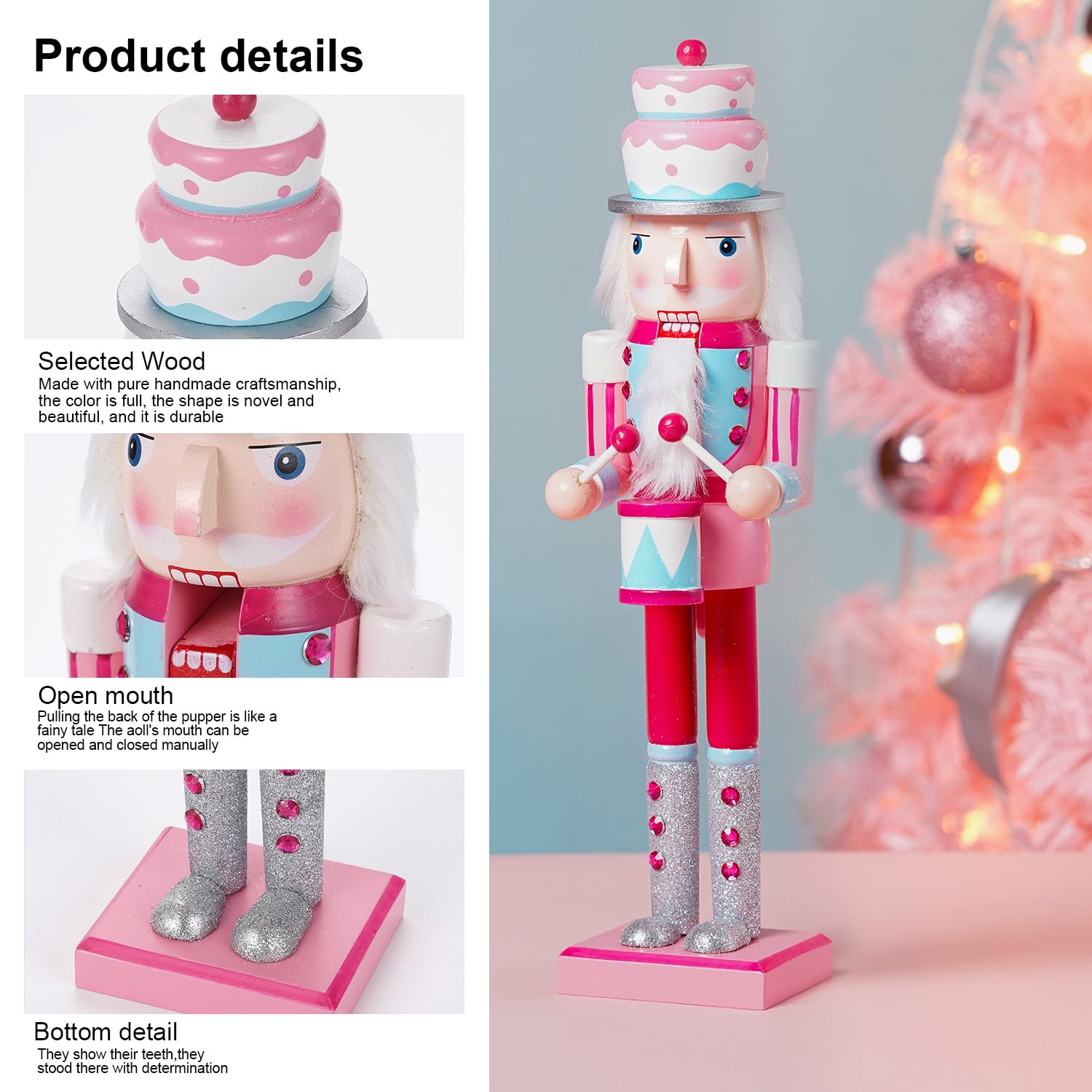 Christmas Decorations Nutcracker Ornaments,15 inch Traditional Wooden Nutcracker Figures Soldier,Festive Christmas Nutcracker Gift
