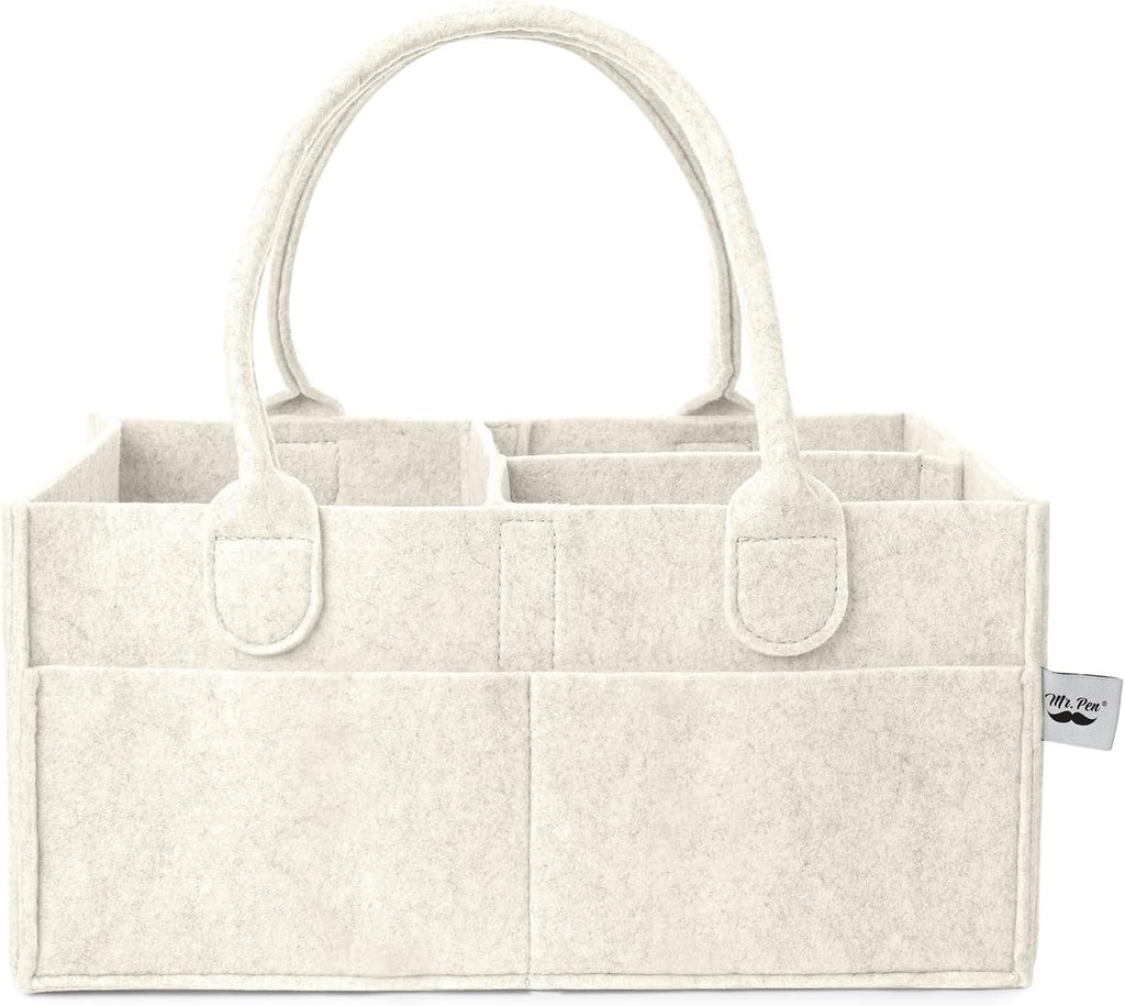 Mr. Pen Baby Diaper Caddy Organizer - Medium Beige Nursery Storage Bin & Car Organizer for Wipes
