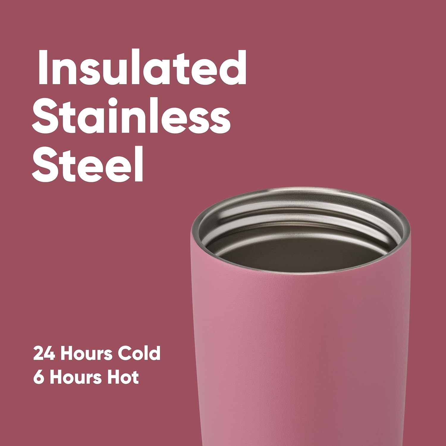 Owala SmoothSip Slider Insulated Stainless Steel Coffee Tumbler - 20 oz Reusable Hot & Iced Coffee Mug in Purple/Pink (Crochet Queen)