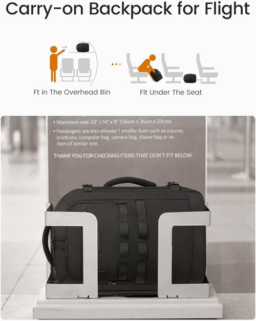 LOVEVOOK 40L Travel Backpack - TSA Approved Carry-On with 3 Packing Cubes & Waterproof Design for 17" Laptop