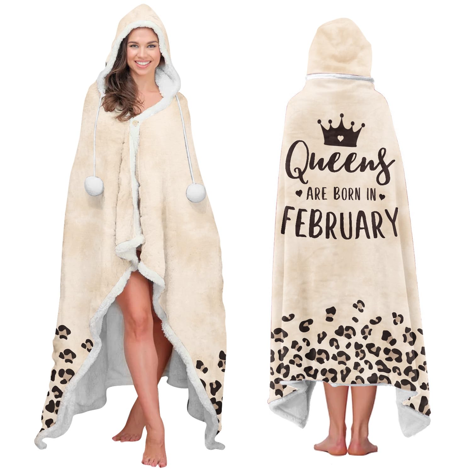 Vprintes February Queens Wearable Blanket - Women Gifts for Birthday - Birthday Gifts for Women, Gifts for Sister Mom Daughter Grandma Female Wife