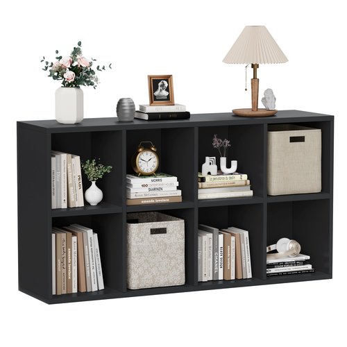 YESHOMY 8 Black Cube Bookcase, Open Frame 2-Tier Book Shelf, Bookshelf Storage Organizer with Adjustable Shelves for Organization, Room Decor