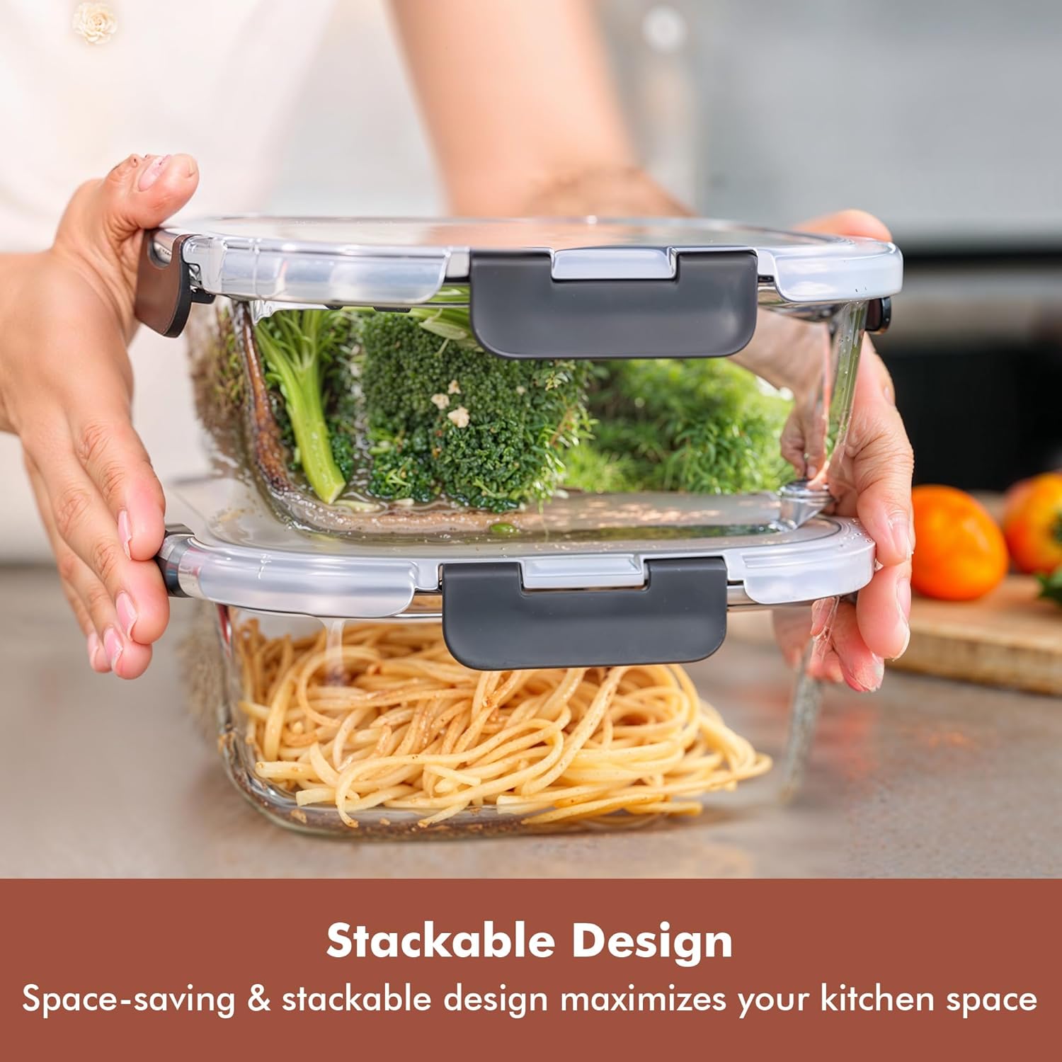 Razab Glass Food Storage Containers - 1200ML Airtight & Leakproof | Microwave, Oven, Freezer Safe, BPA Free