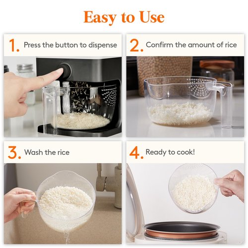 Lifewit Rice Dispenser 25 Lbs(11.3kg), Rice Storage Container Sealed Moisture Proof with Measuring Cup for Kitchen Pantry Household, BPA-Free, 1 Pack Black