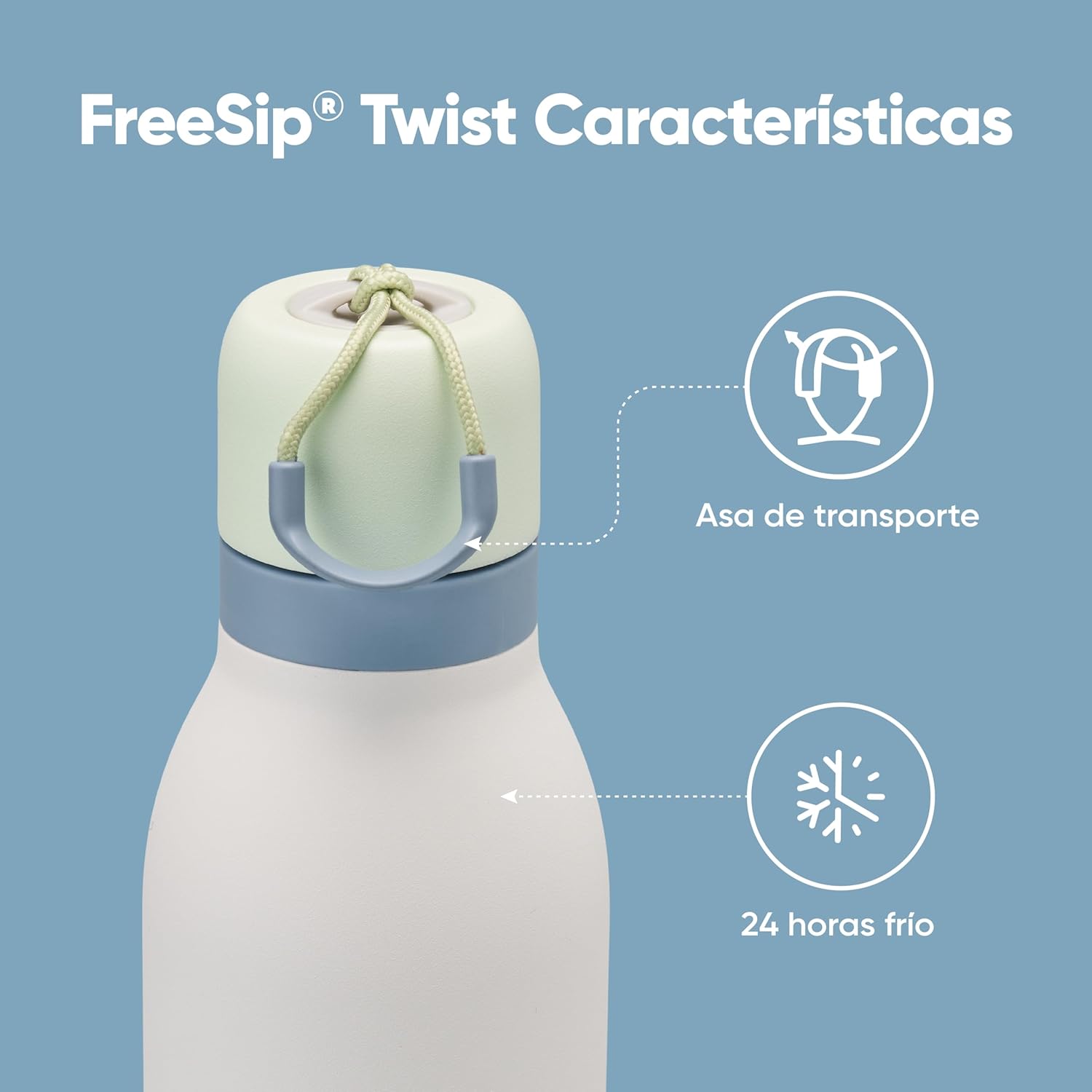 Owala FreeSip Twist Insulated Stainless Steel Water Bottle - BPA-Free, 24 oz, Green/White (Iced Breeze) for Sports & Travel