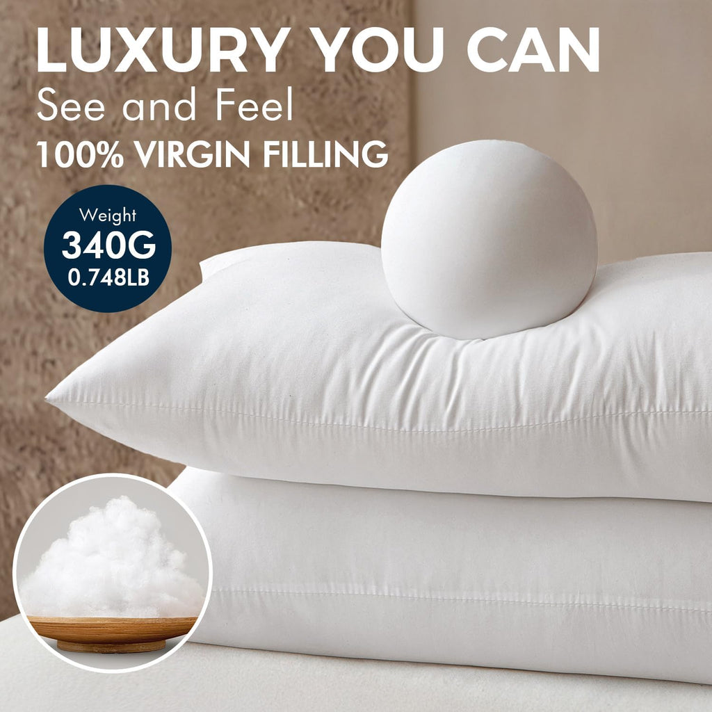 MIULEE Throw Pillow Inserts - Pack of 2, 12x24 Inch, 100% Virgin Fiber Filling for Bed & Couch