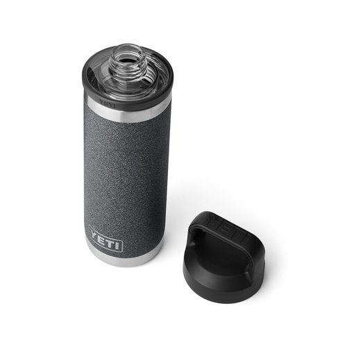 YETI Rambler 18 oz Bottle, Leakproof, Vacuum Insulated, Stainless Steel with Chug Cap, Black Stone