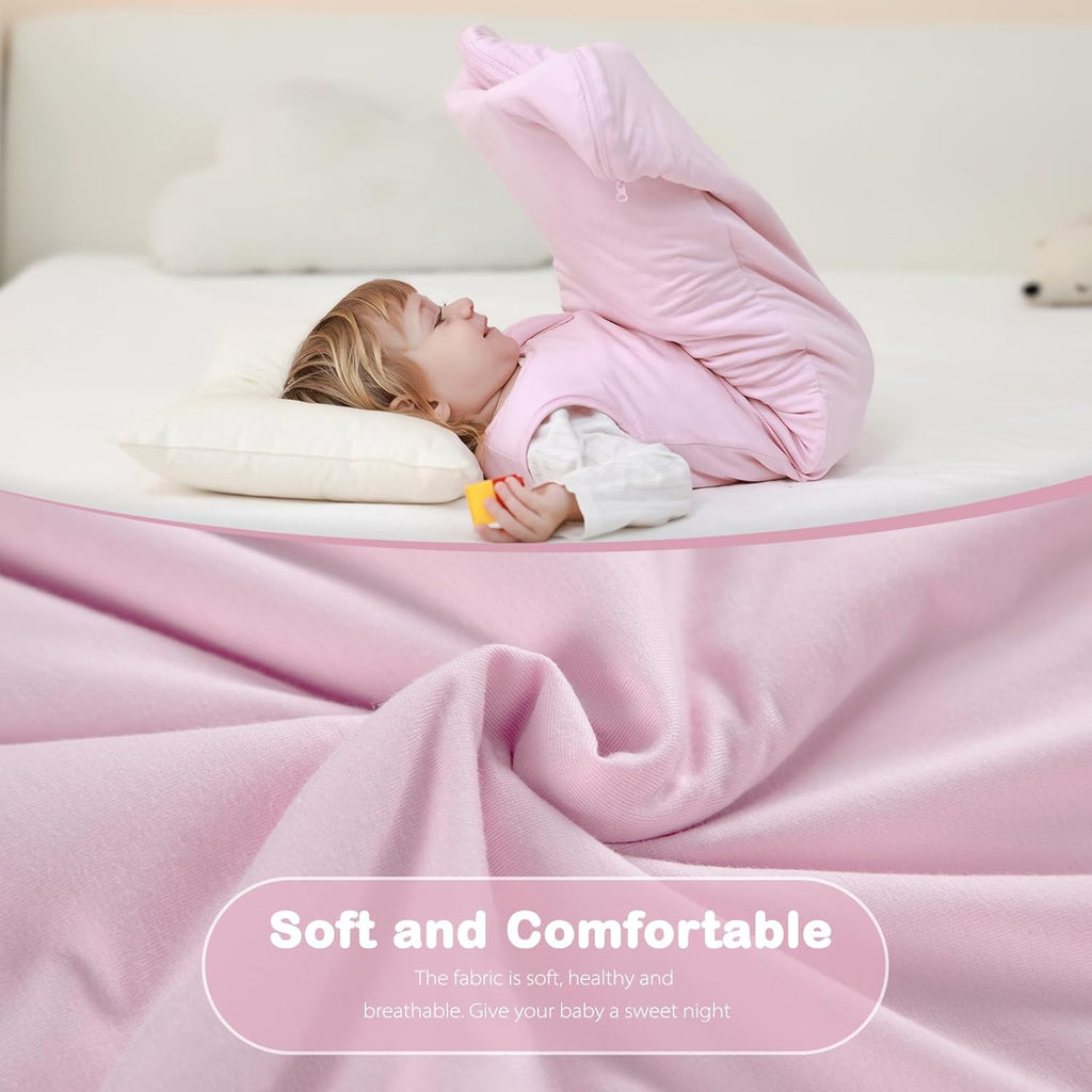 Mosebears Baby Sleep Sack - Unisex Bamboo Rayon with 2-Way Zipper | 2.5 Tog, Blush, 0-6 Months
