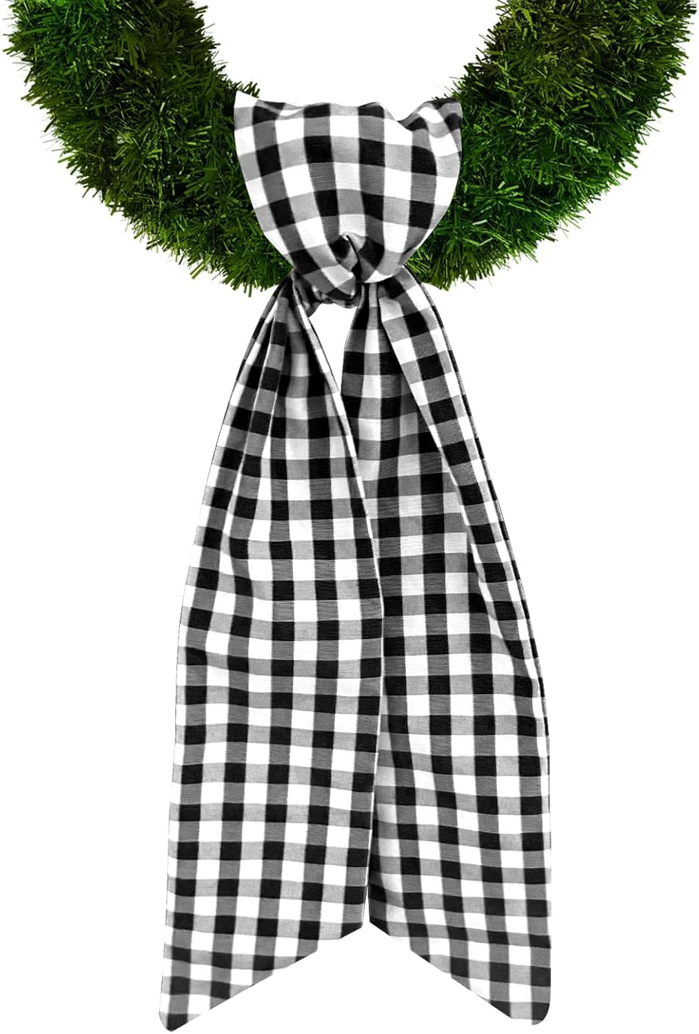 Skiennix Christmas Wreath Sash - Black Buffalo Plaid Burlap Decor for Front Door & Events