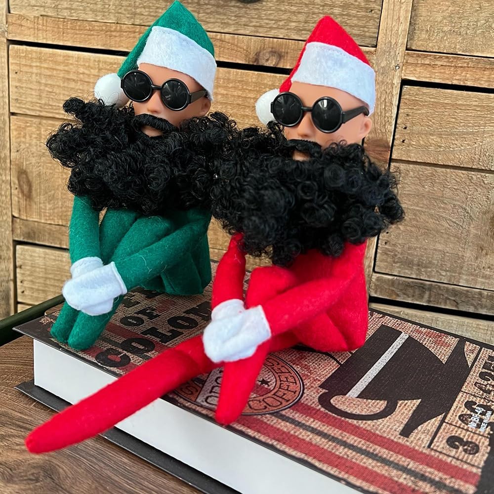Skiennix Christmas Elf Doll Plush Toy - Funny Handmade Elf with Sunglasses for Holiday Gifts | Green