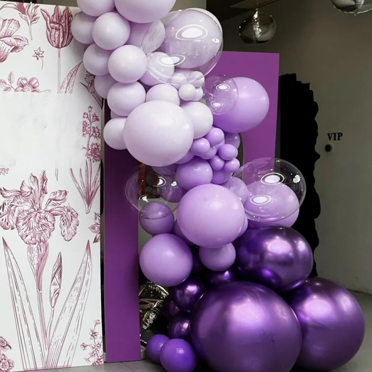 Voircoloria Metallic Purple Balloon Garland Kit - 90-Pack in Various Sizes for Graduation, Weddings & Parties