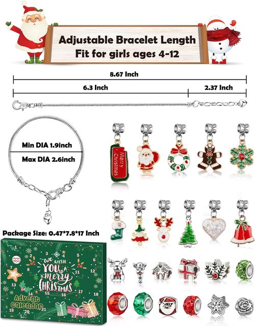 Advent Calendar 2025 | Jewelry Making Kit for Girls - DIY Charm Bracelet Countdown to Christmas