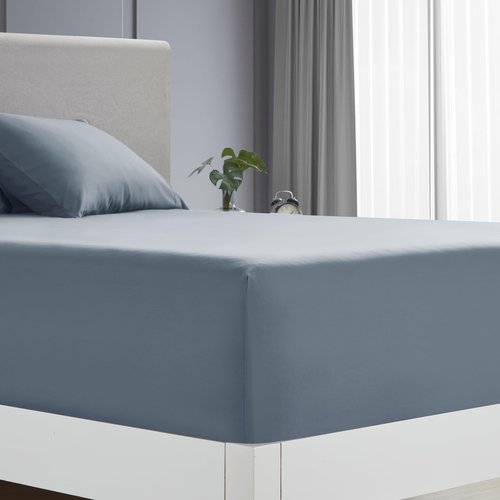 Clara Clark Flex Top King Sheets - Hotel Luxury 6 Piece Bed Sheets for Top Split King Bed - Soft Bedding Sheets & Pillowcases, Head Split King Size. Stone Blue