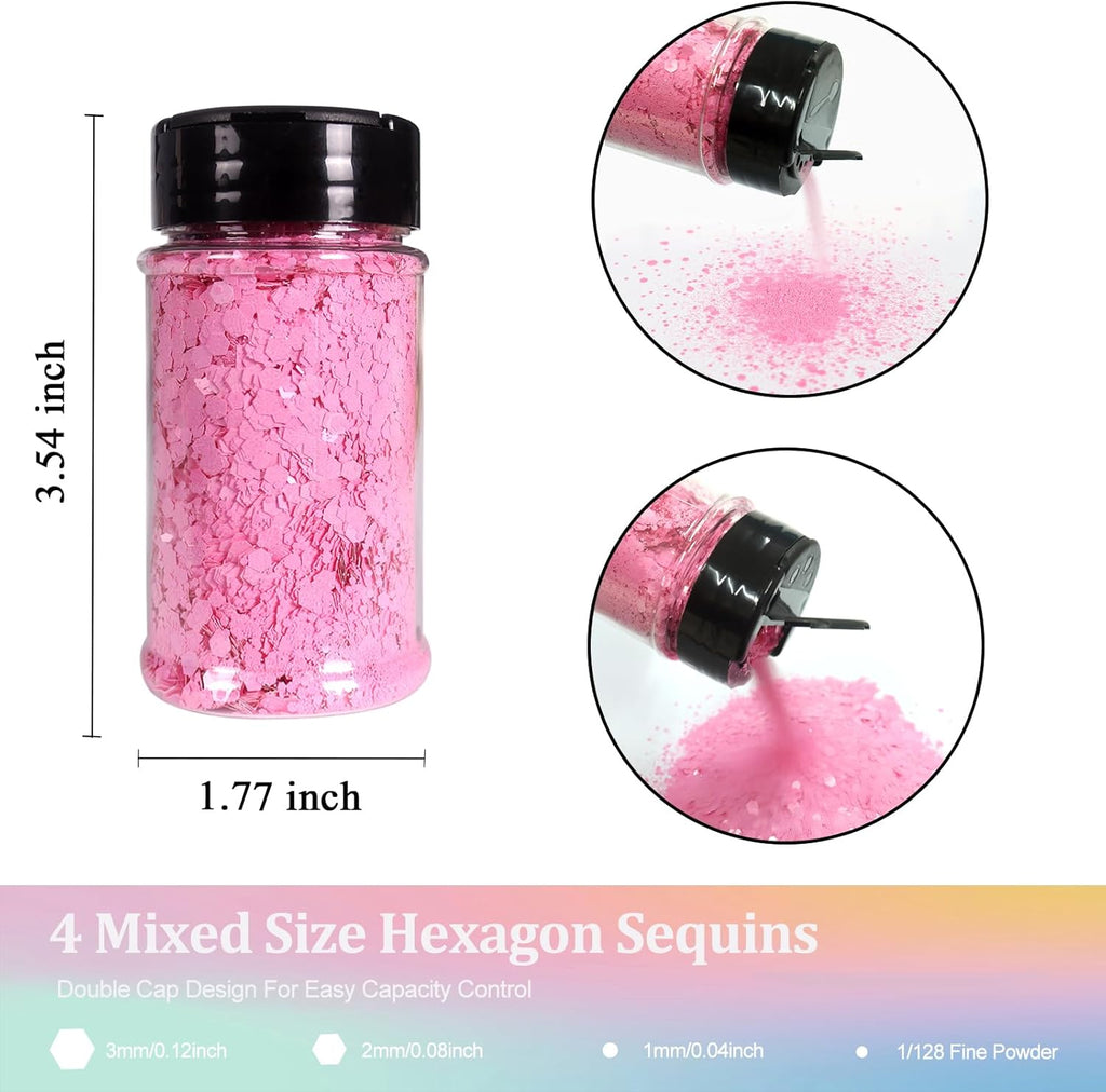Renvio Matte White Chunky Glitter - 1.76oz Mixed Resin Glitter for Crafts, Snow Globes & Decorations
