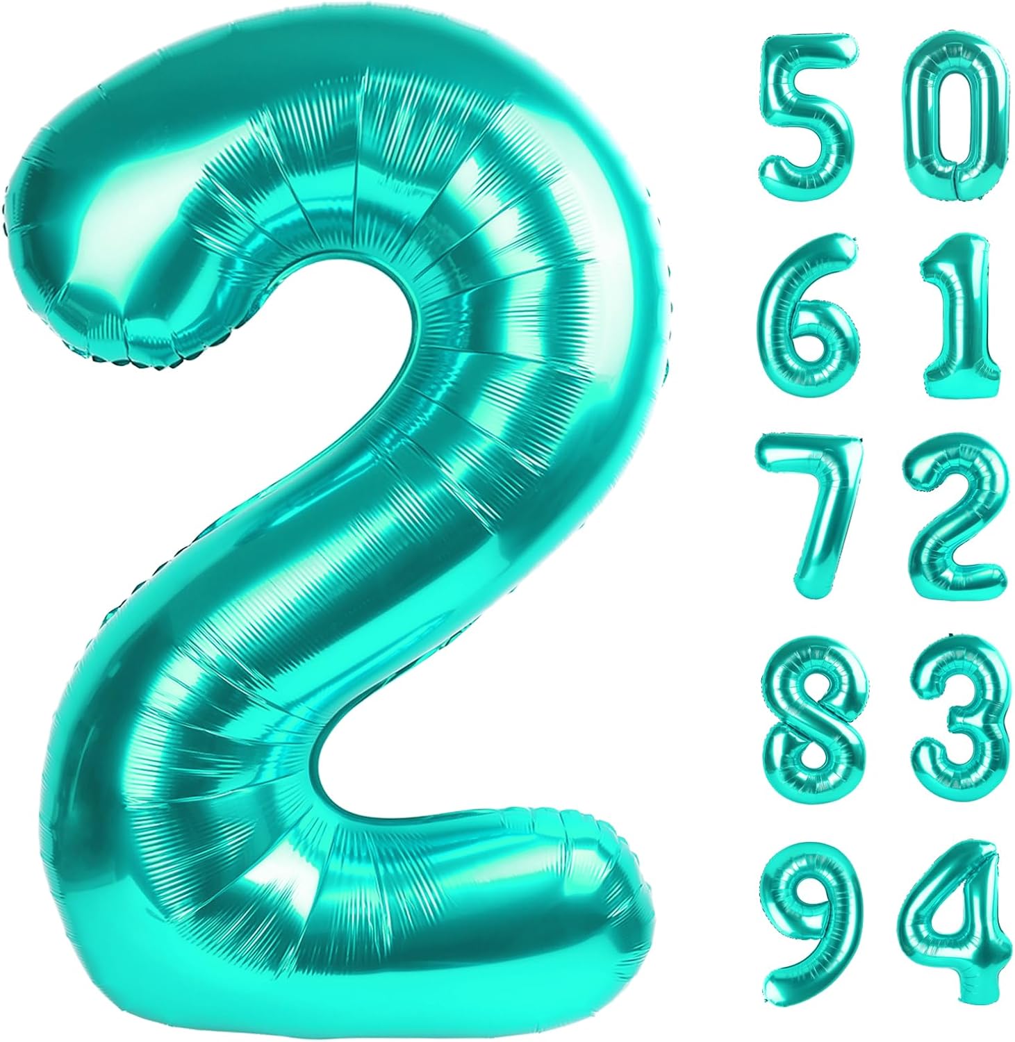 Number 2 Balloon by Teal Blue | 40-Inch Birthday Decoration for Second Birthday Party