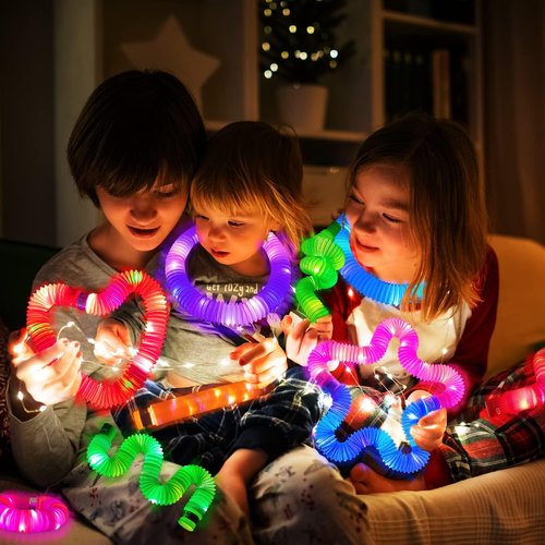Glow Sticks | Camping Essentials for Kids - 6 PCS LED Light-Up Pop Tube Wand & Bracelet Toys