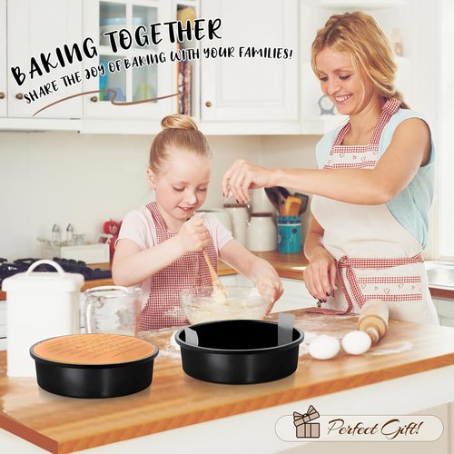 AIVIKI Nonstick 8-Inch Round Cake Pan Set - 3 Carbon Steel Baking Tins with 100 Parchment Papers