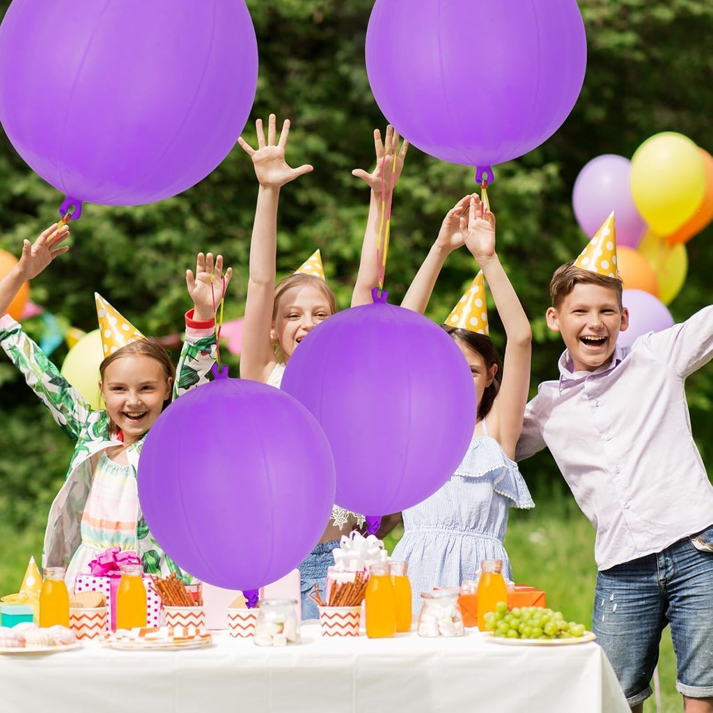 Purple Punch Balloons - 36 Pcs with Rubber Band Handle for Easy Grip | Perfect for Kids’ Birthday Parties