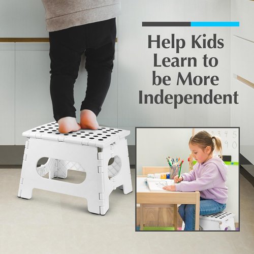 Handy Laundry Folding Step Stool - Lightweight & Sturdy for Adults and Kids | Easy One-Flip Design - White, 9 Inch