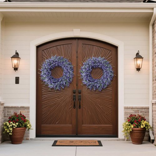 32" Lavender & Eucalyptus Wreath - Large Artificial Greenery for Front Door & Home Decor | All Seasons