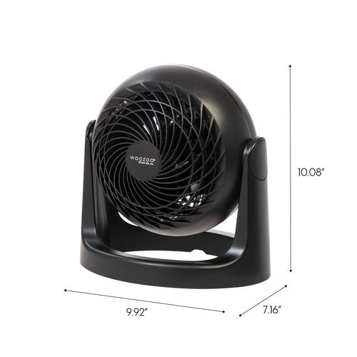 IRIS USA WOOZOO Desk Fan, Air Circulator, 3 Speeds, 52ft Max Air Distance, 360° Adjustable Tilt, 30 db Quiet Motor, Fan for Bedroom, Office, Dorm, Medium, Black