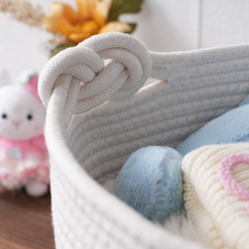 JUOOE Personalized Cotton Rope Baby Gift Basket, Nursery Storage Organizer, Baby Shower Basket with Custom Name