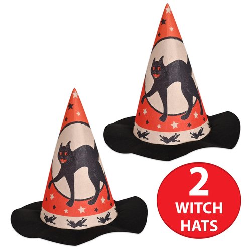 Beistle Vintage Halloween Felt Hats, Set of 2- Spooky Costume and Trick-or-Treat Party Accessories
