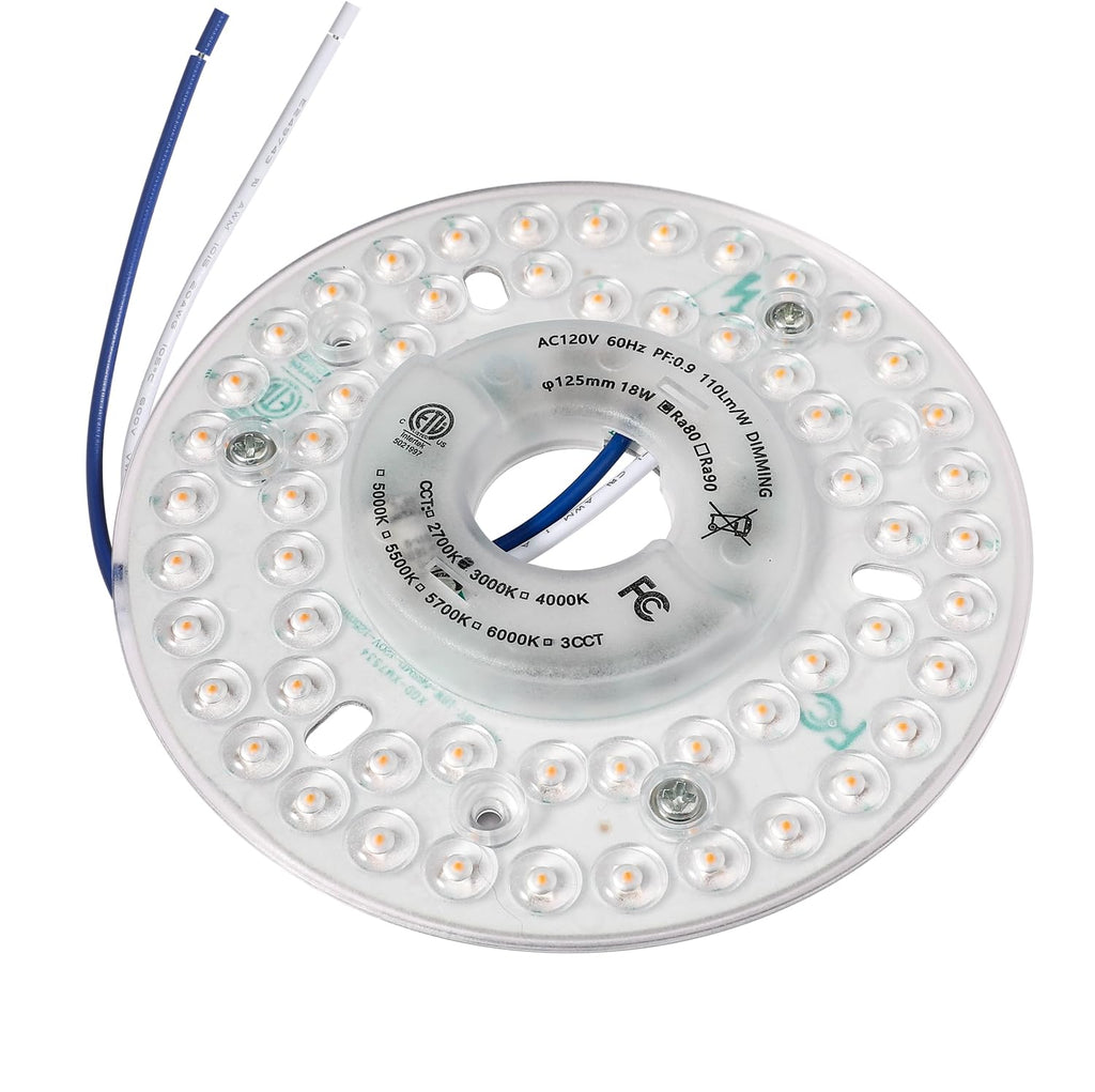 Ledytech 4.92'' LED Ceiling Fan Light Retrofit Kit, Ceiling Flush Light, Ceiling Light Replacement Panel PCB Dimmable 18W 2200LM 3000K (Warm White 3000K)