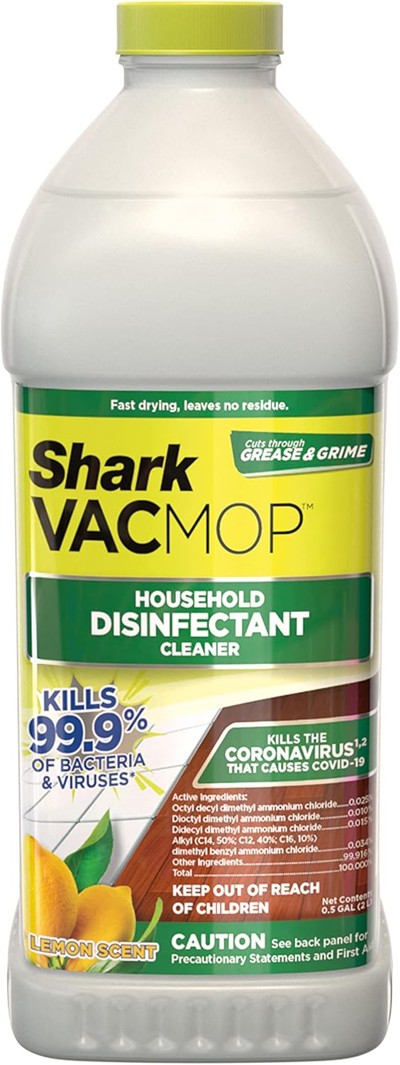 Shark VACMOP Disinfectant Cleaner Refill - 2L Bottle for VM252 & VM180 | Cleans Sealed Floors, Lemon Scent
