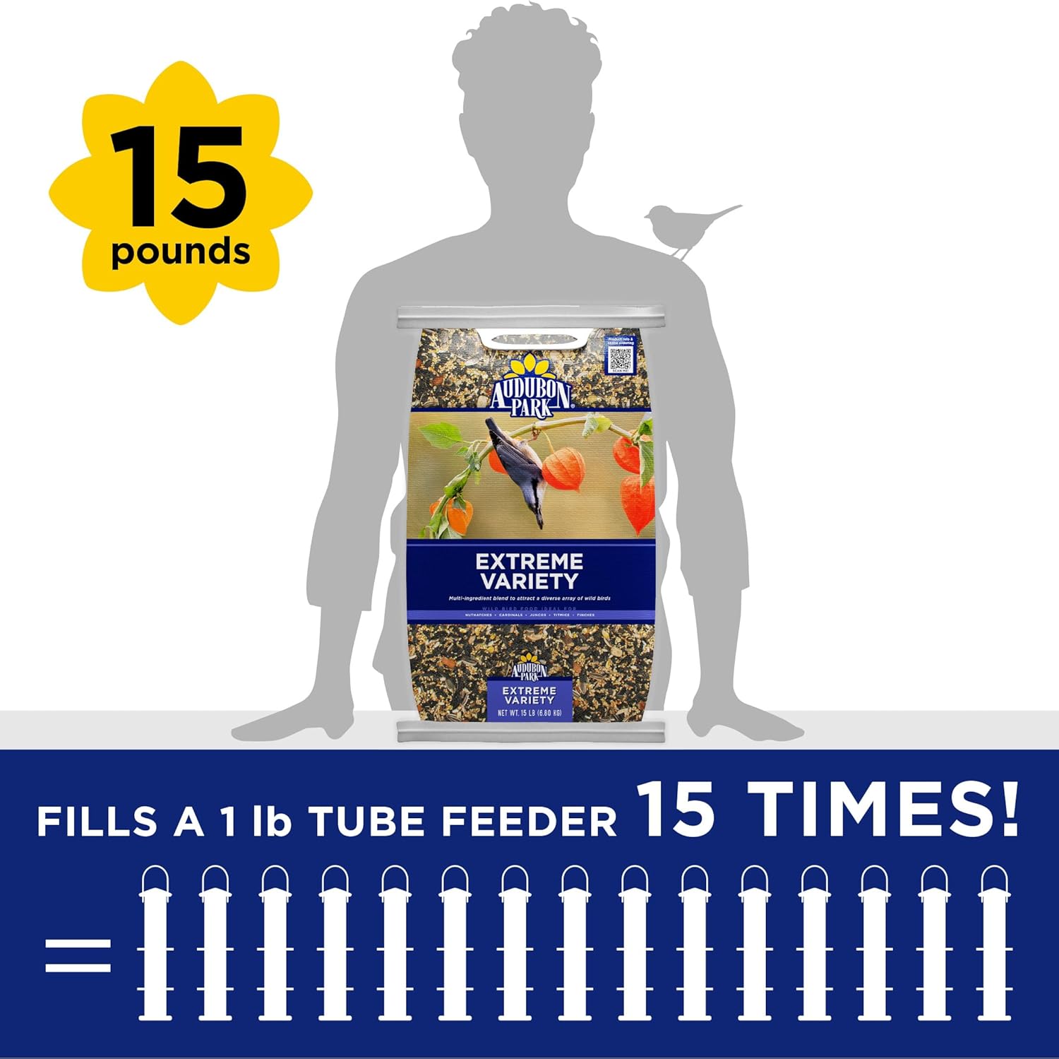 Audubon Park Wild Bird Seed - Extreme Variety for Outdoor Feeders | 15 lb Bag