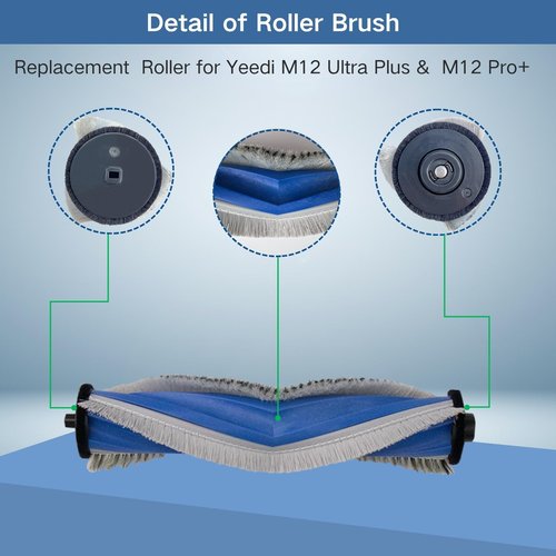 IRUOLYNN Replacement Accessories Parts Kit Compatible with Yeedi M12 Ultra Plus M12 Pro Plus + Includes 8 Dust Bags, 8 Mop Pads, 8 Filters, 6 Side Brushes, 2 Main Brushes