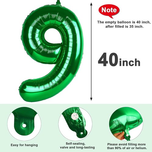Dark Green 40-Inch Number 9 Balloon by [Brand Name] - Perfect for Birthday Parties, Weddings & Graduations