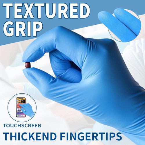 FINITEX Blue Nitrile Exam Gloves - 200 PCS | 3.5mil Powder-Free, Latex-Free Medical & Food Safe