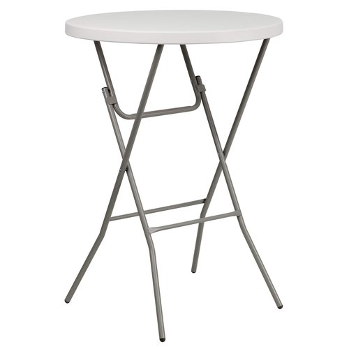 Flash Furniture Kathryn 31.5" Round All-Occasion Folding Bar Height Table for Parties and Commercial Events, Plastic Bar Height Folding Table, White