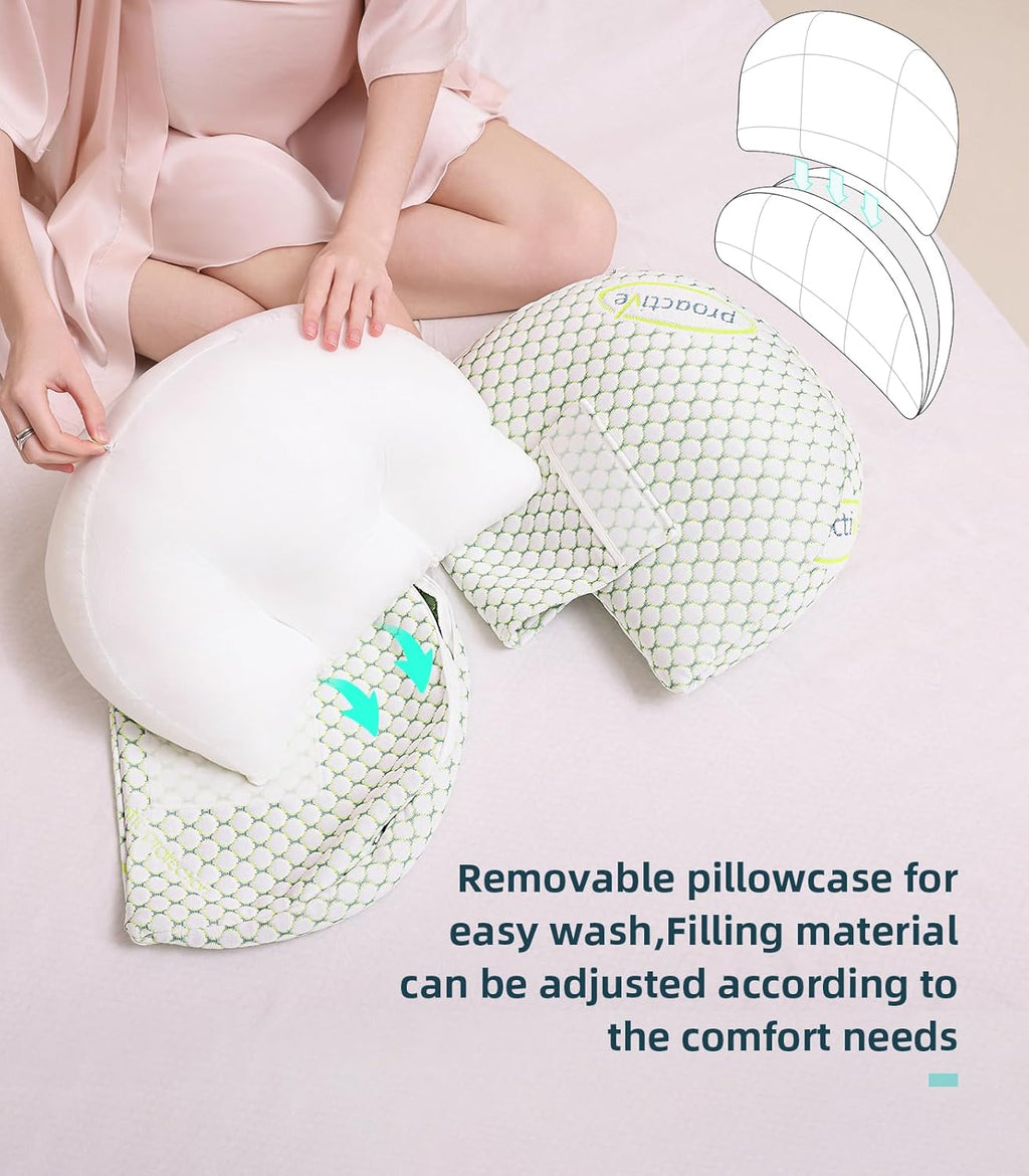 Oternal Pregnancy Pillow - Comfortable Maternity Support for Side Sleepers | Adjustable Cover, Back & Belly Support