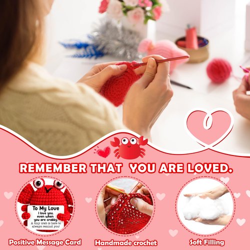 GiftMark Anniversary Mothers Day Birthday Gifts for Women Men, to My Love Gifts for Boyfriend Girlfriend Wife Husband, Emotional Positive Crochet Crab Anniversary Birthday Gift for Him Her Couple